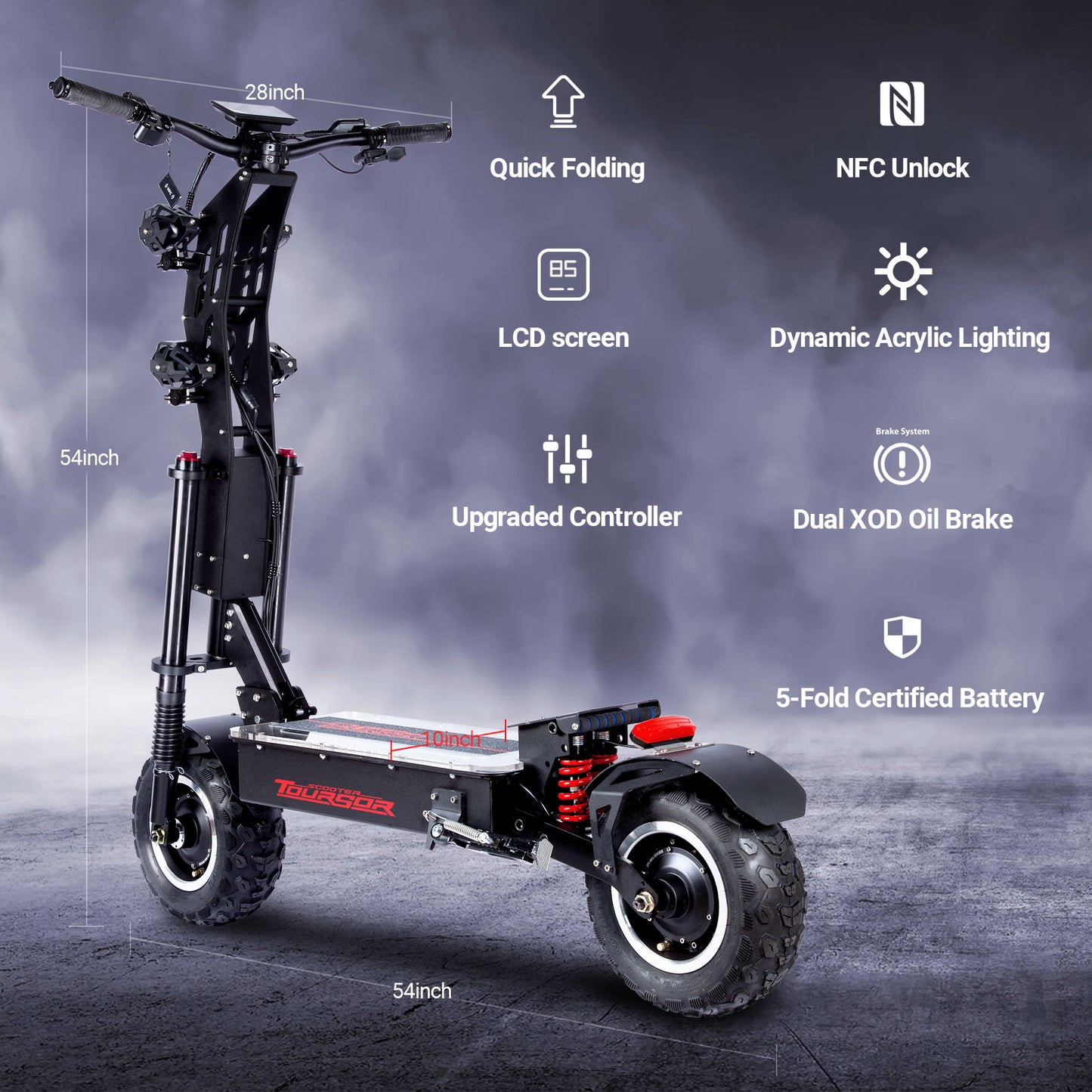 P4 10000W Folding Off-road Electric Scooter HWWH E-Scooter HWWHESCOOTER