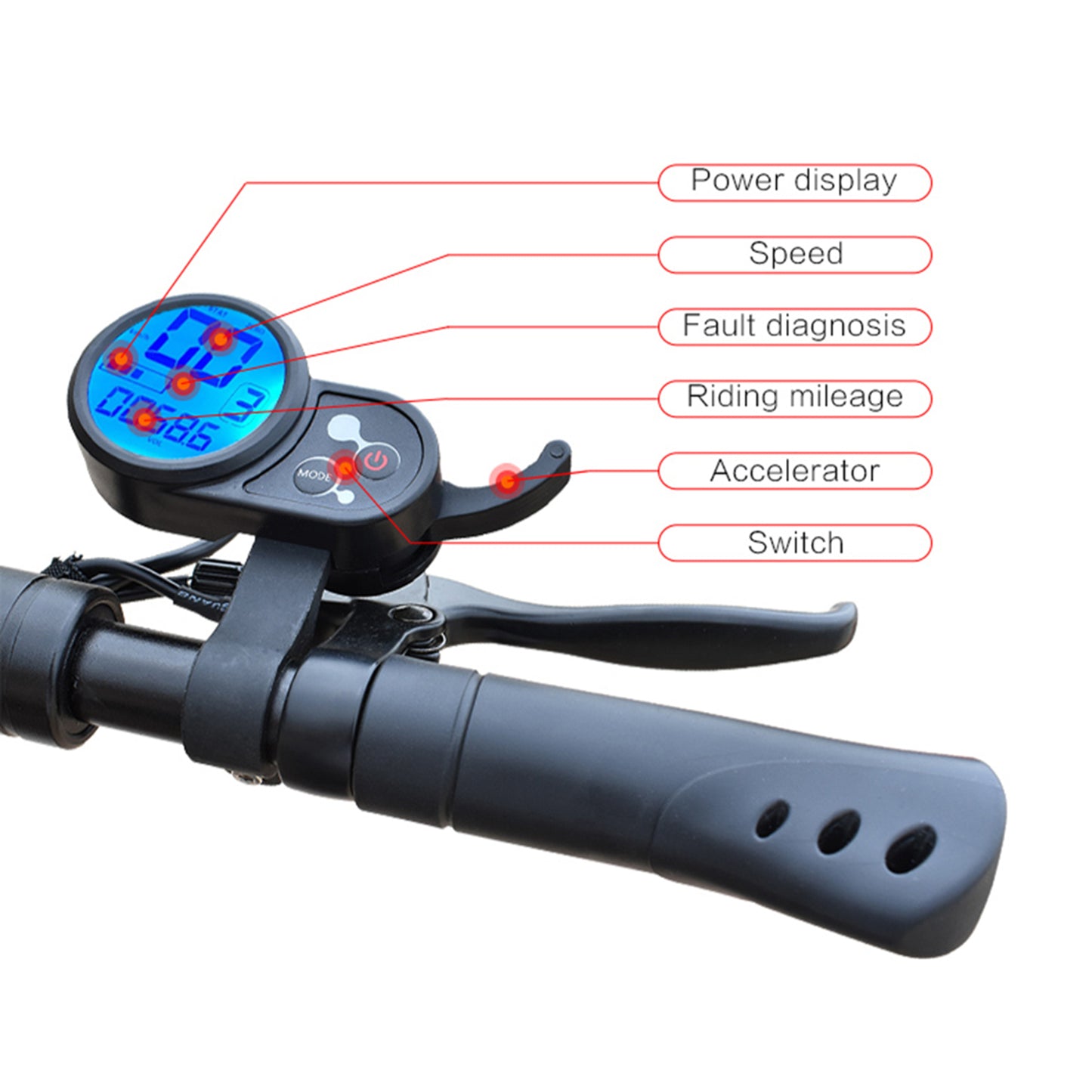 Electric scooter LCD instrument accelerator 2-in-1 thumb throttle
