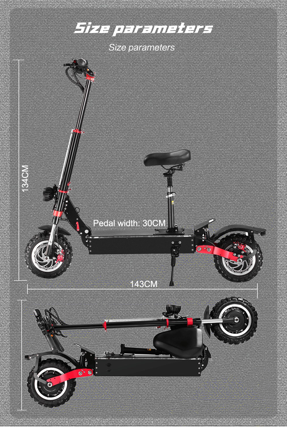 S4 6000W Off-road Folding Electric Scooter Adults HWWH E-Scooter HWWHESCOOTER