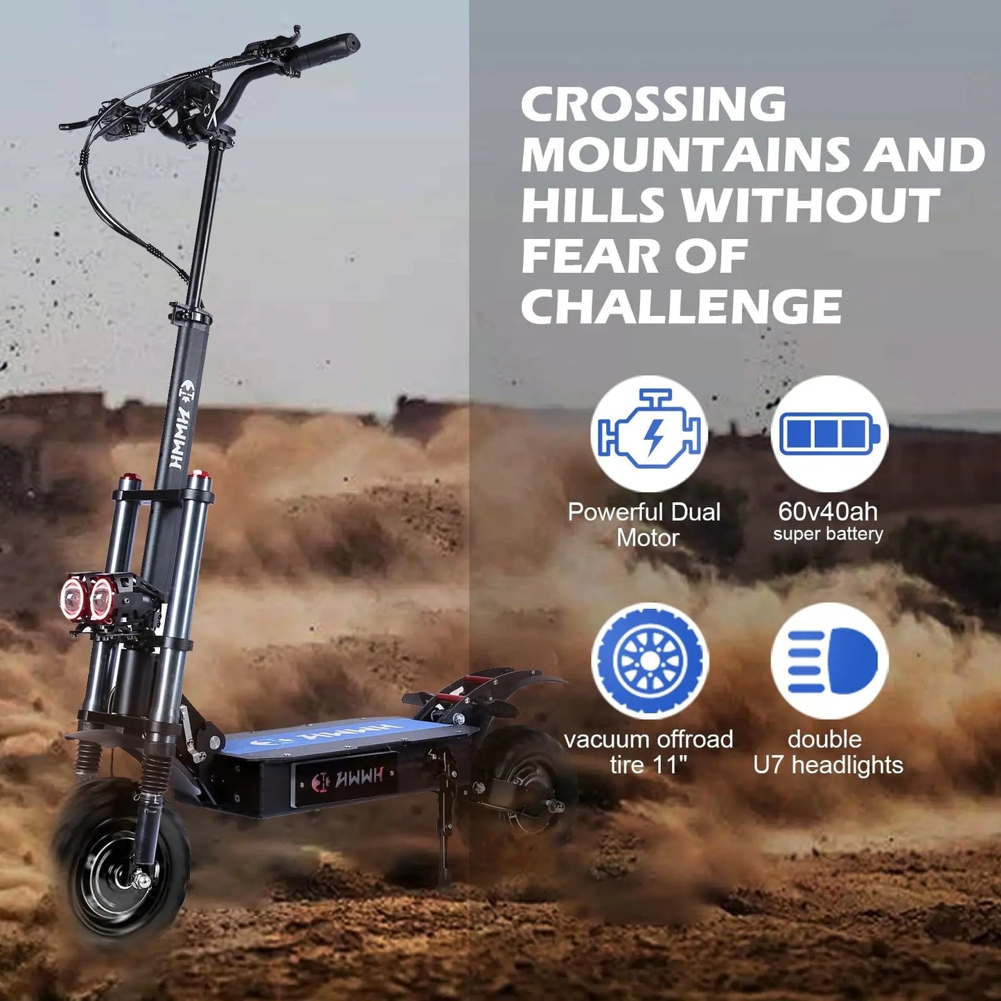 S3ZB-2 6000W Folding Off-road Electric Scooter HWWH E-Scooter HWWHESCOOTER