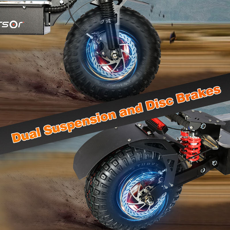 HWWH  Off-Road Electric Scooter for Adults 8000W Dual Motors  Max Speed 95km/h, 14-inch Off-Road Tubeless Tires Dual Hydraulic Suspension 72V 40AH Lithium Battery Max Battery Life 120 km