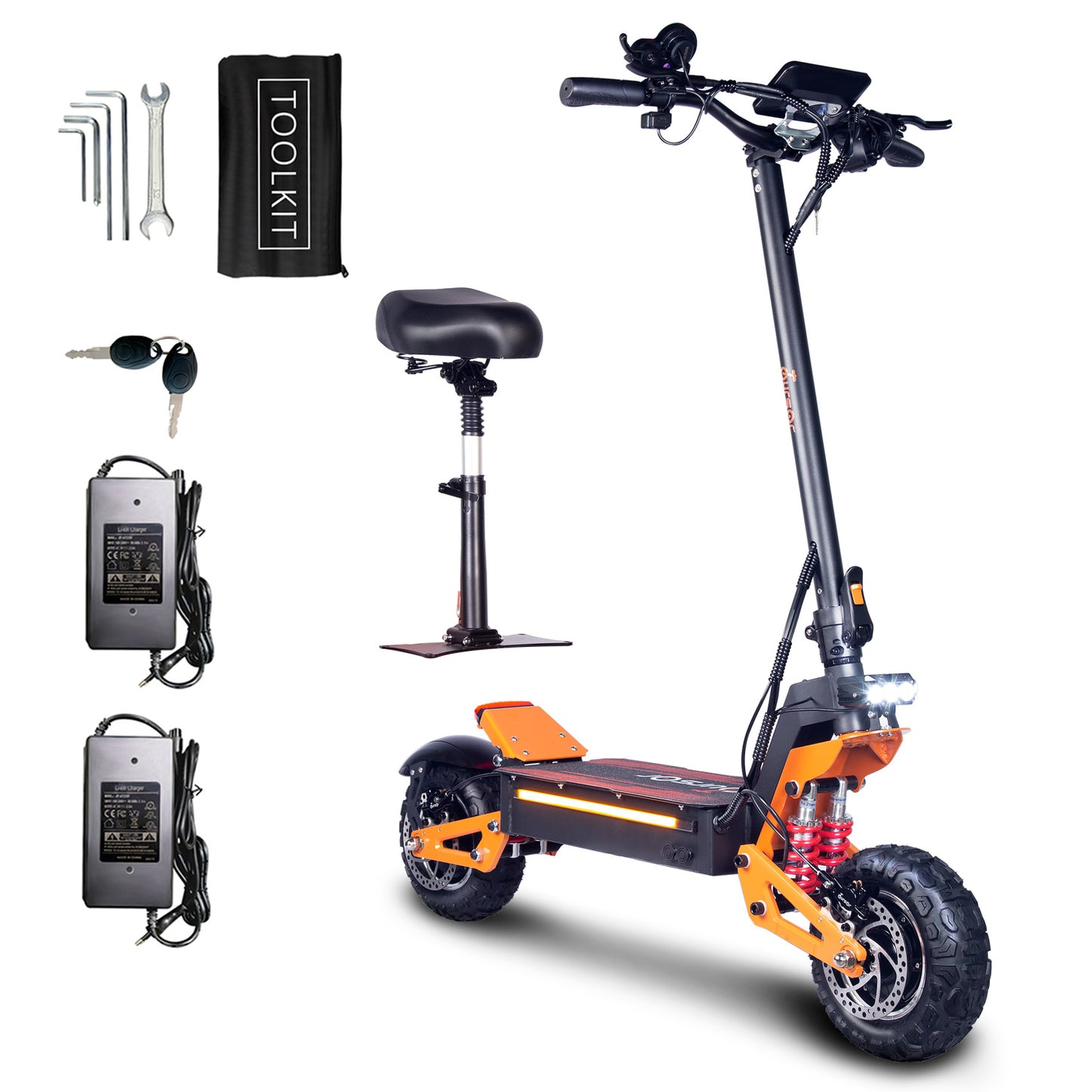 HWWH Electric Scooter Adult Scooter Dual Motor Off-Road Foldable Double Disc Dual Suspension 52V 25Ah Lithium Battery Top Speed 40mph