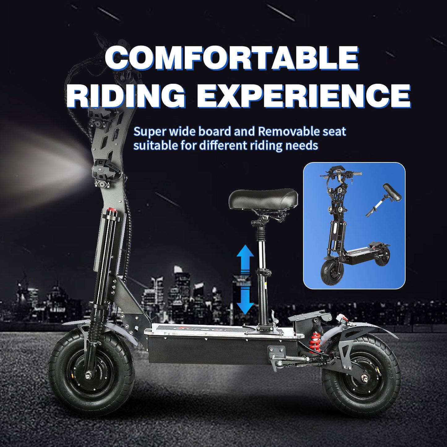 HWWH P3  Electric Scooter Adult Folding Electric Scooter 13 lnch Vacuum All-terriain Tires 8000W Motor Power 72V40A 65 MPH Max Speed