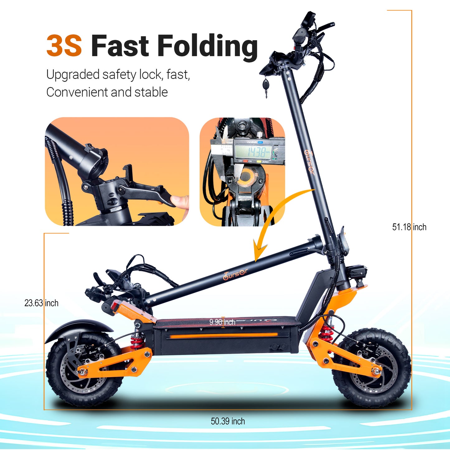 HWWH Electric Scooter Adult Scooter Dual Motor Off-Road Foldable Double Disc Dual Suspension 52V 25Ah Lithium Battery Top Speed 40mph