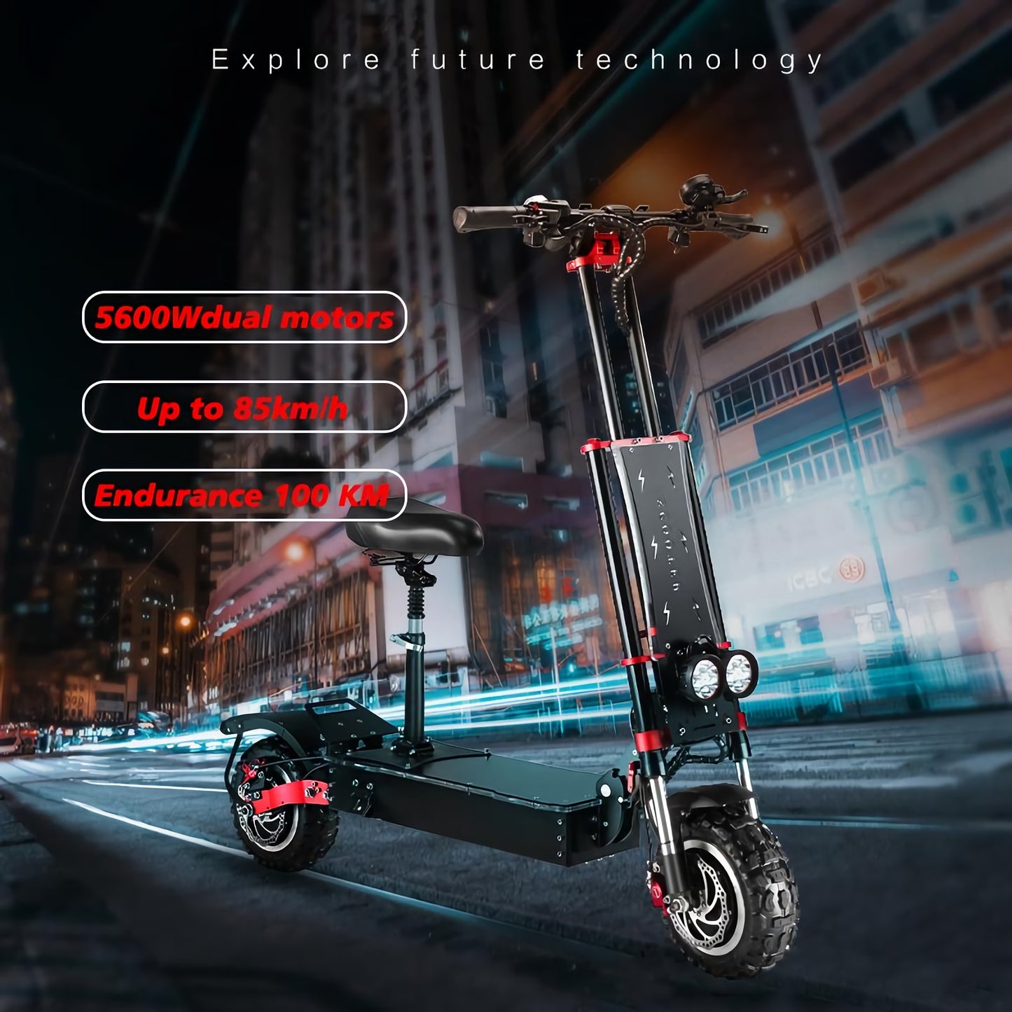 HWWH Electric Scooter Off-Road Folding Electric Scooter for Adult 11 Inch Dual Motor Gas Anette Rotary Start NFC Lithium Battery 60V/40AH 85KM/h Duration S4