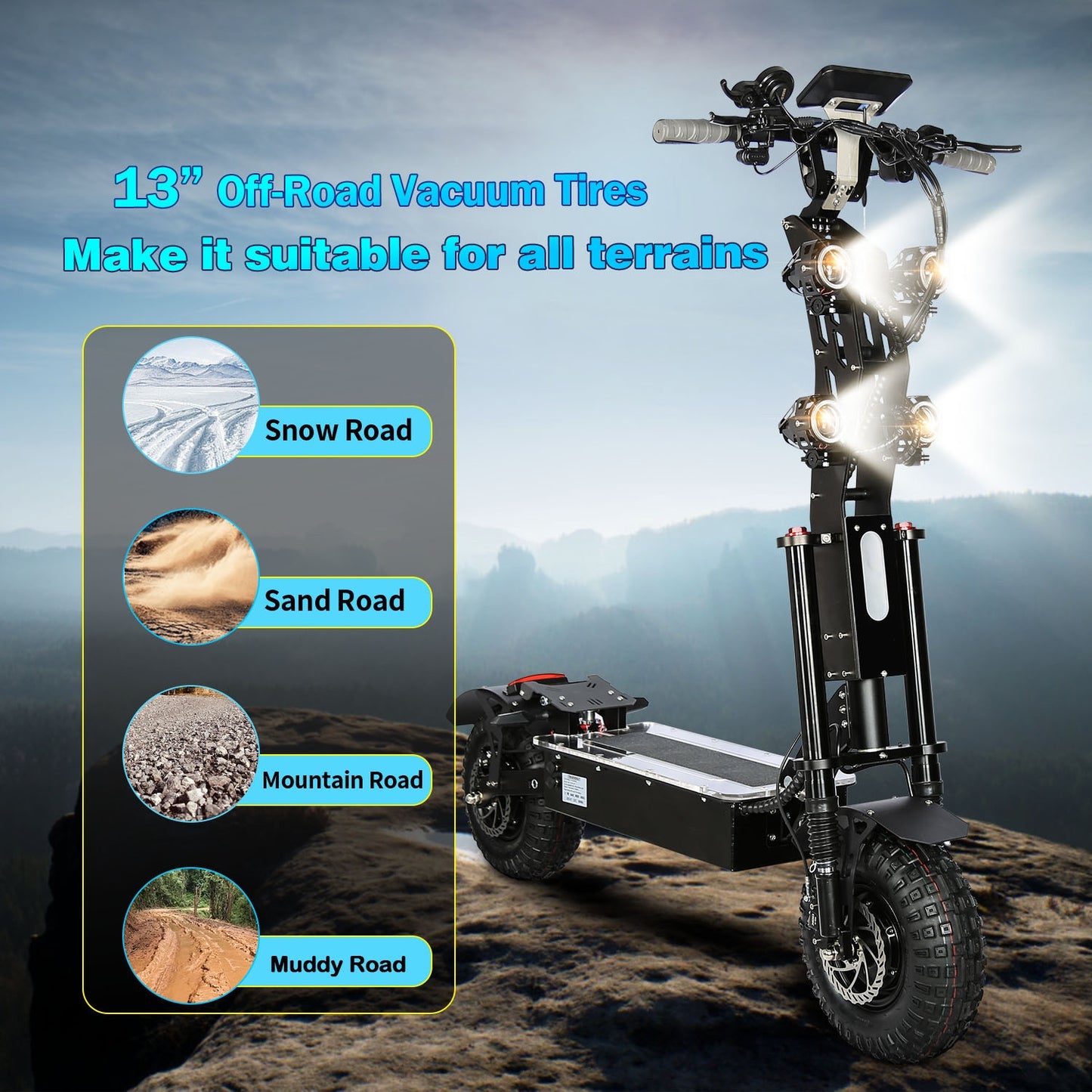 HWWH P4 Best Folding Off-Road Electric Scooter for adults