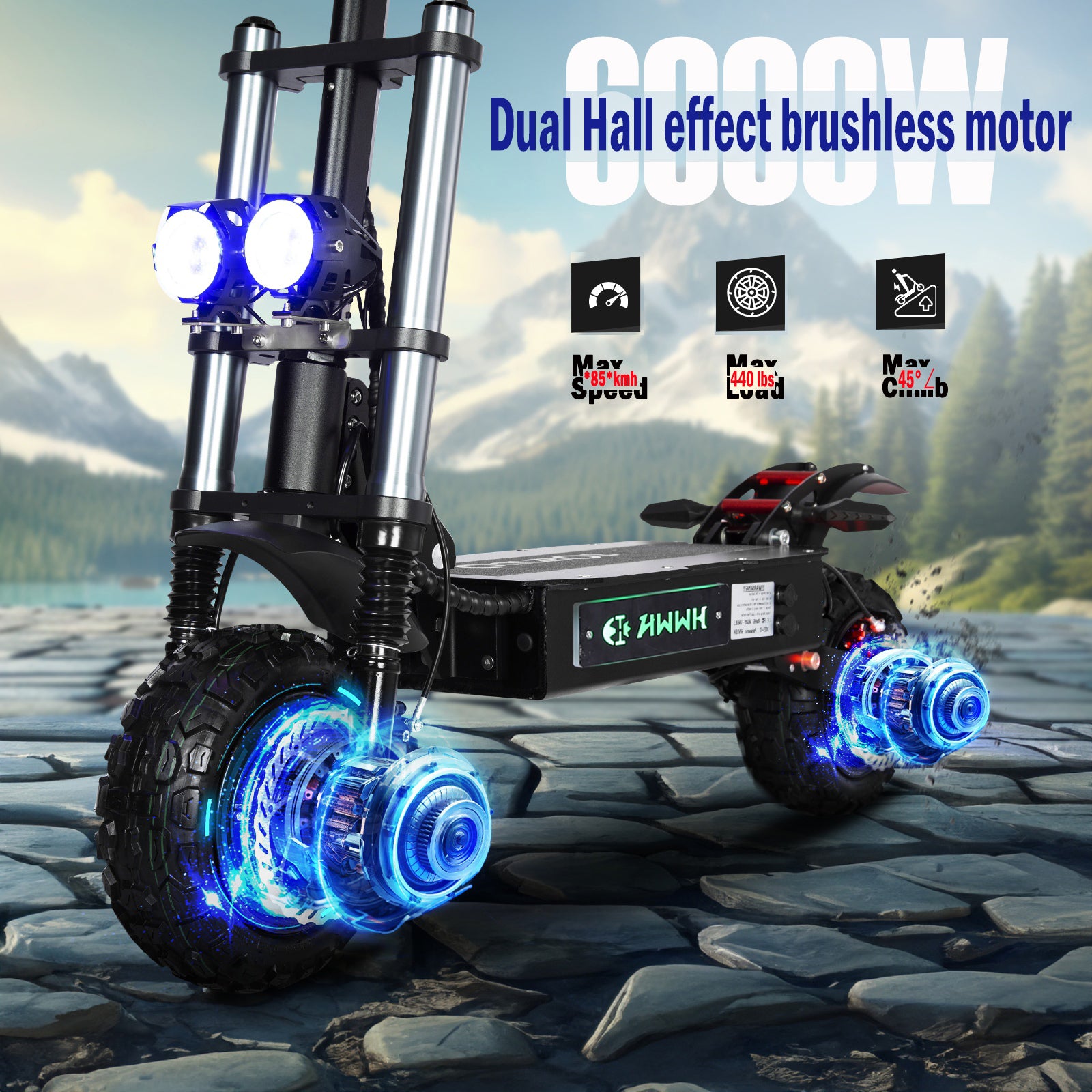 HWWH® S3ZB-2 Foldable Off-road Dual Motor Electric Scooter