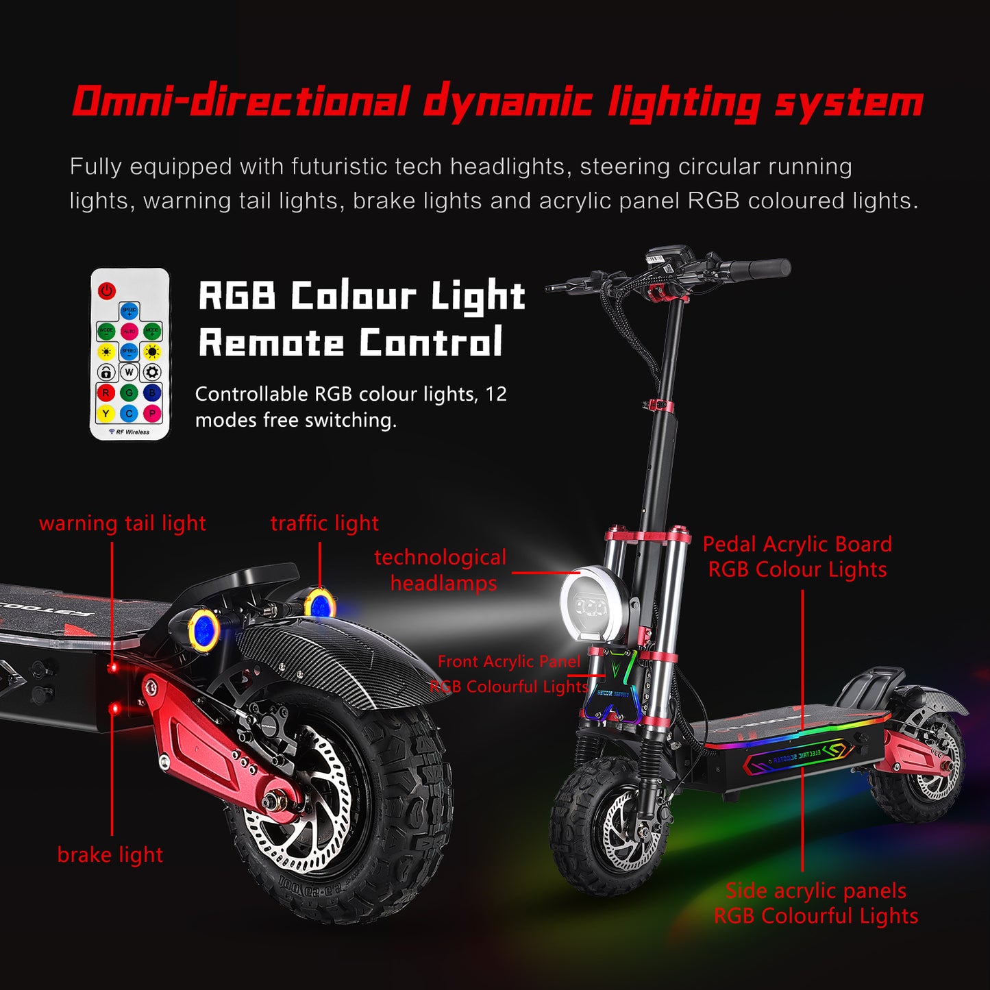 HWWH Electric Scooter Off-road Folding Electric Scooter for Adults S5 NFC Smart APP Control 85km/h 6000W 120KM Range Power cell 60V38AH