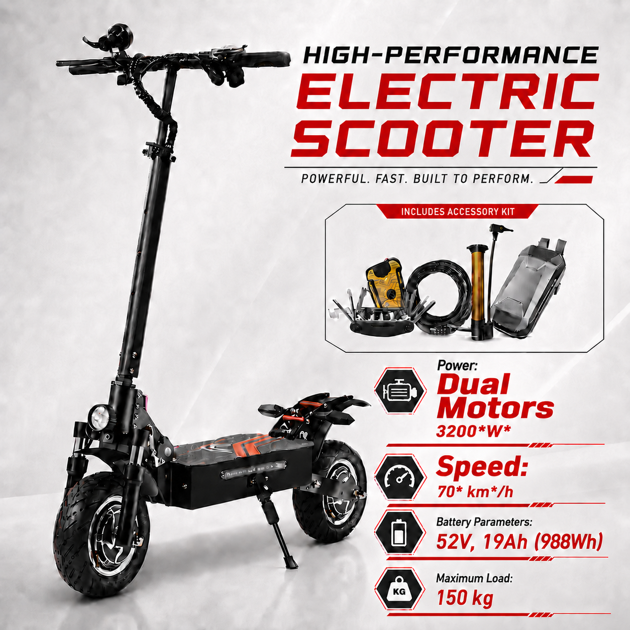 HWWH X7 – Klappbarer Offroad-Elektro-Scooter mit zwei Rädern für Erwachsene